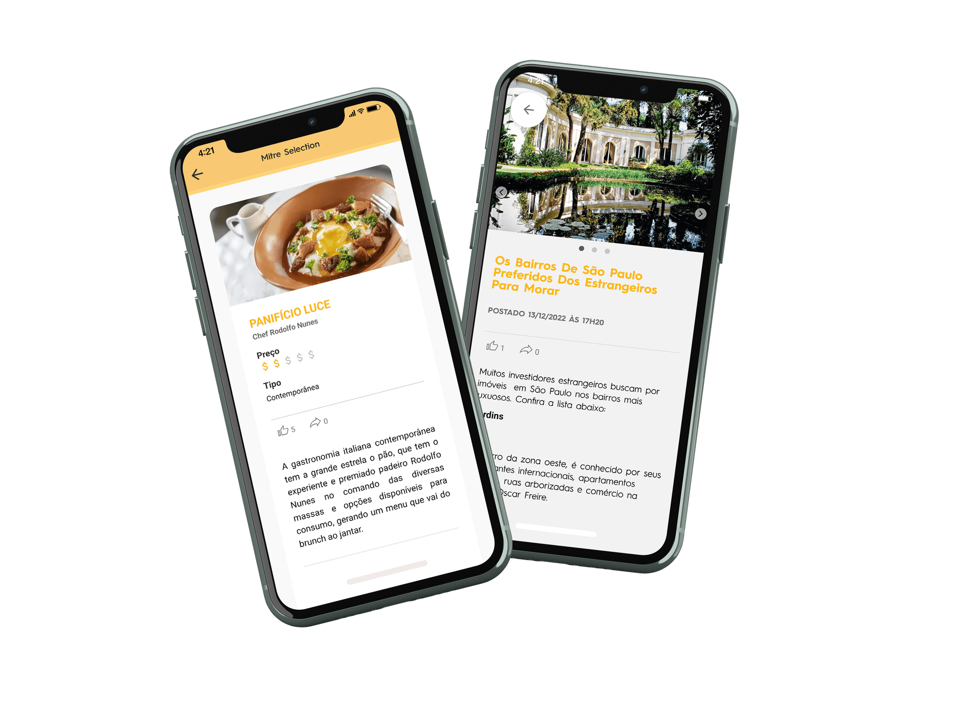 Two phones with mitre experience app opened