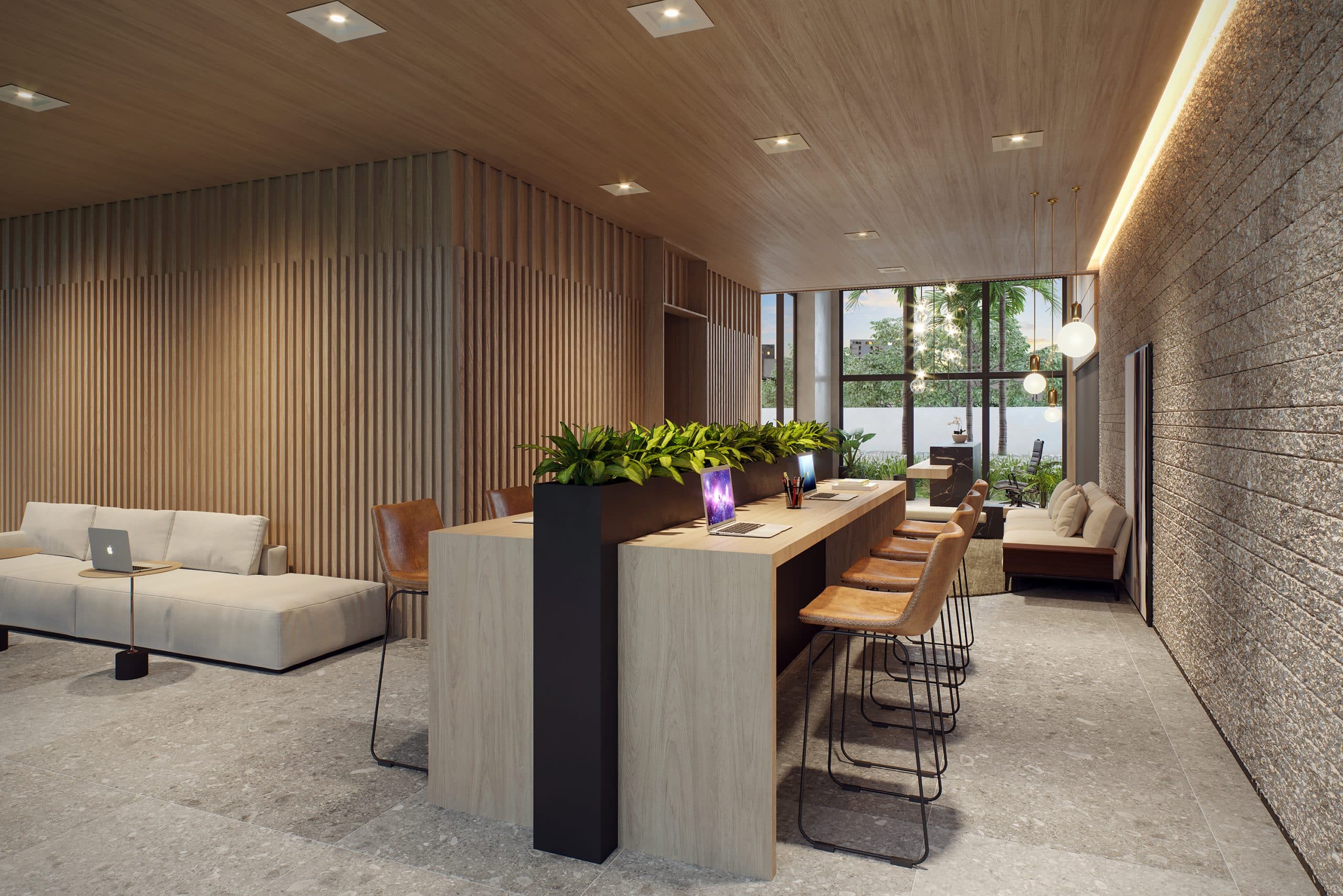 Imagem 3D do Coworking Lateral