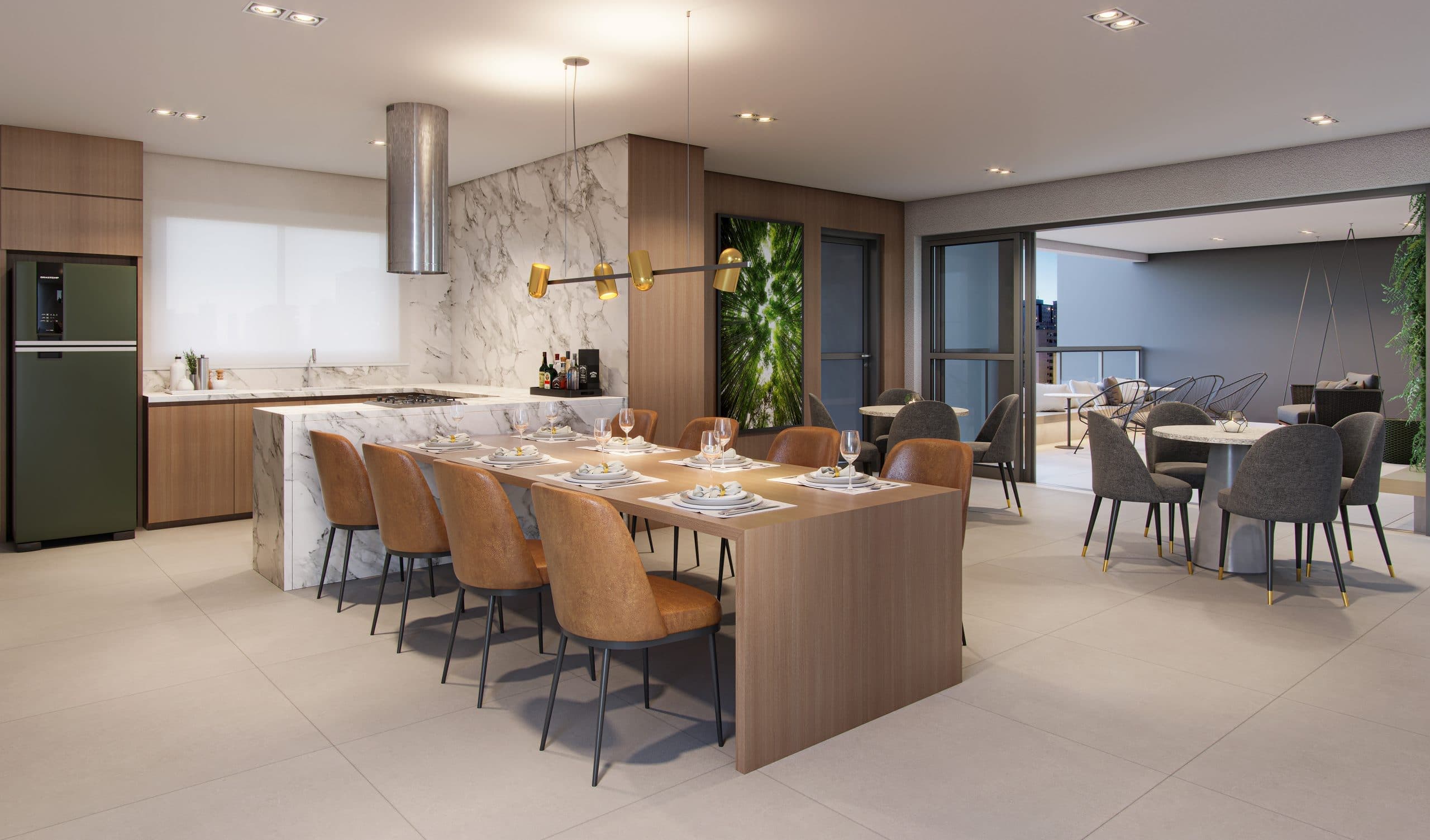 Imagem 3D do Espaço Gourmet Torre 1