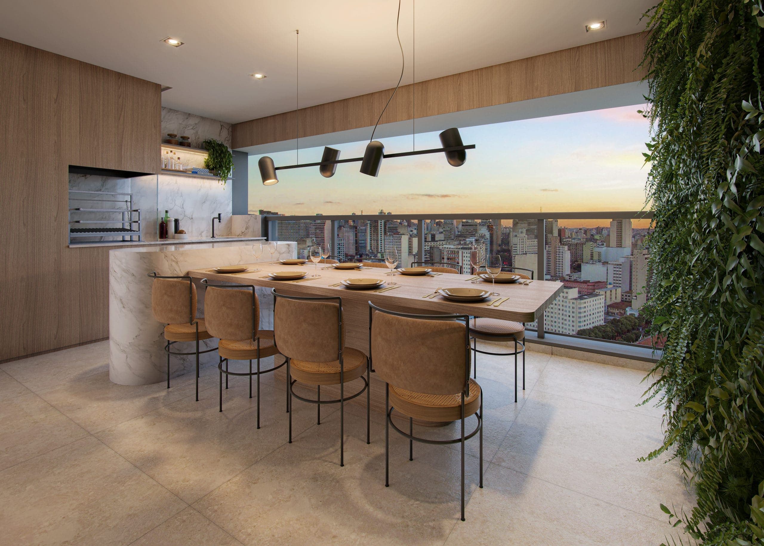 Imagem 3D do Terraço 3 dormitórios