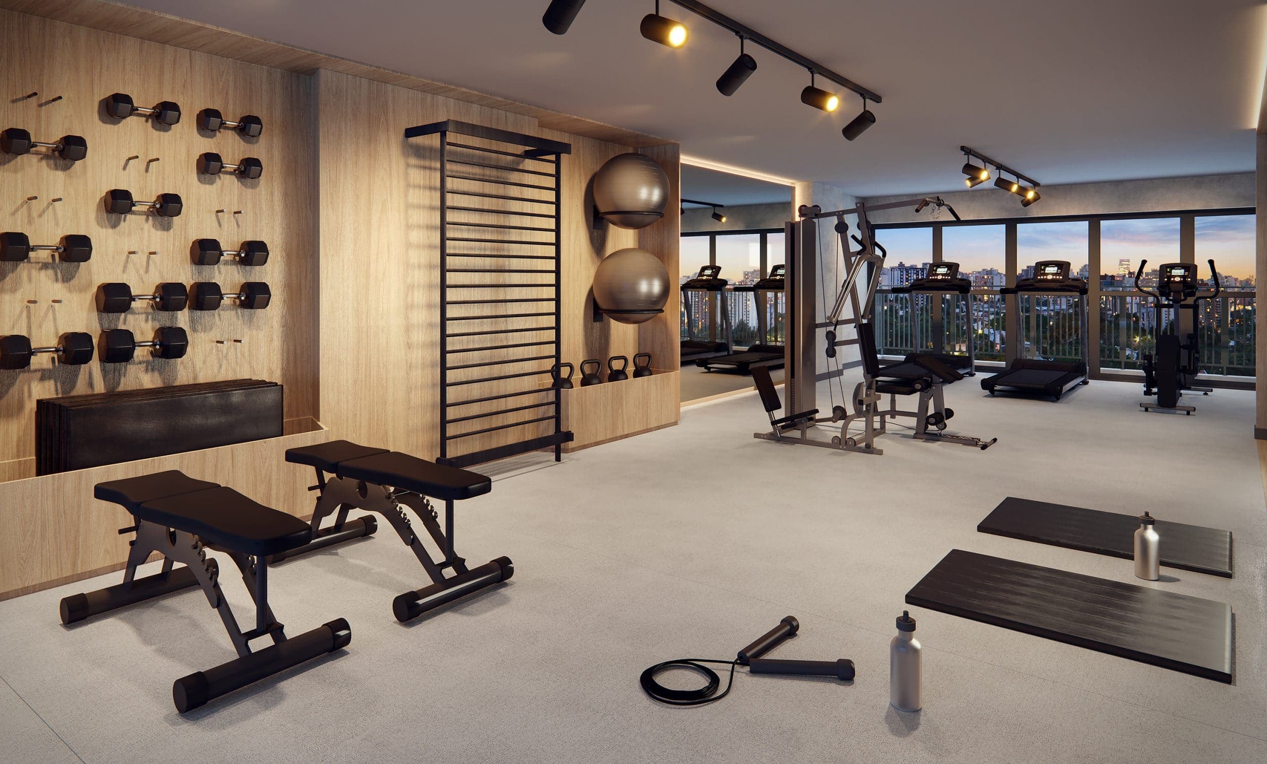 Imagem 3D do Fitness Residencial