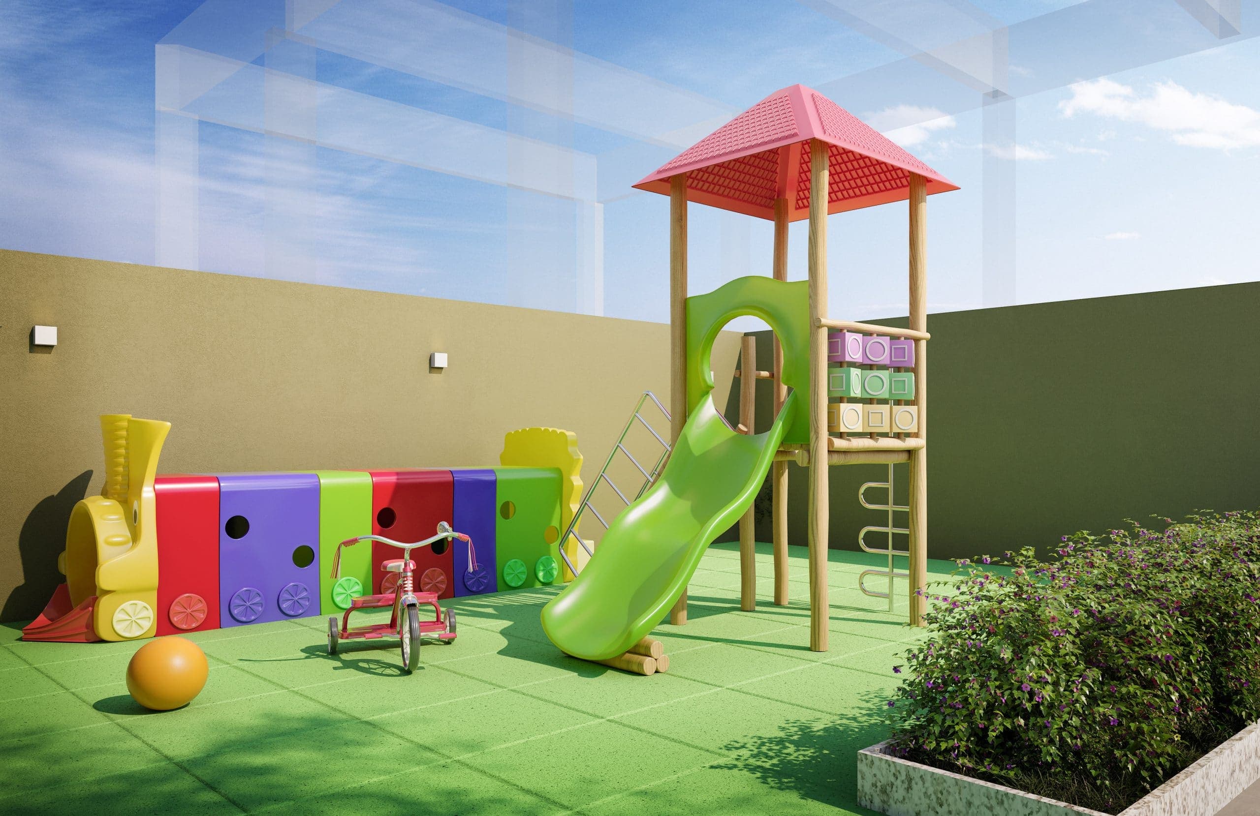 Imagem 3D do Playground Residencial