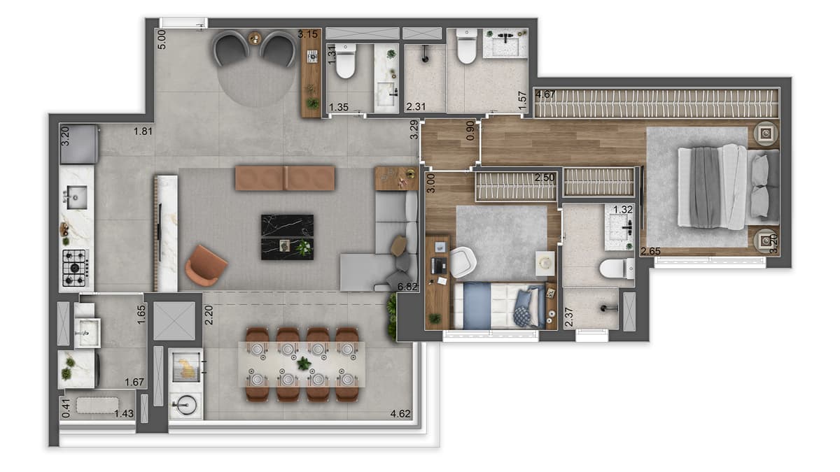 2 Suítes - Living Ampliado - 84m²
